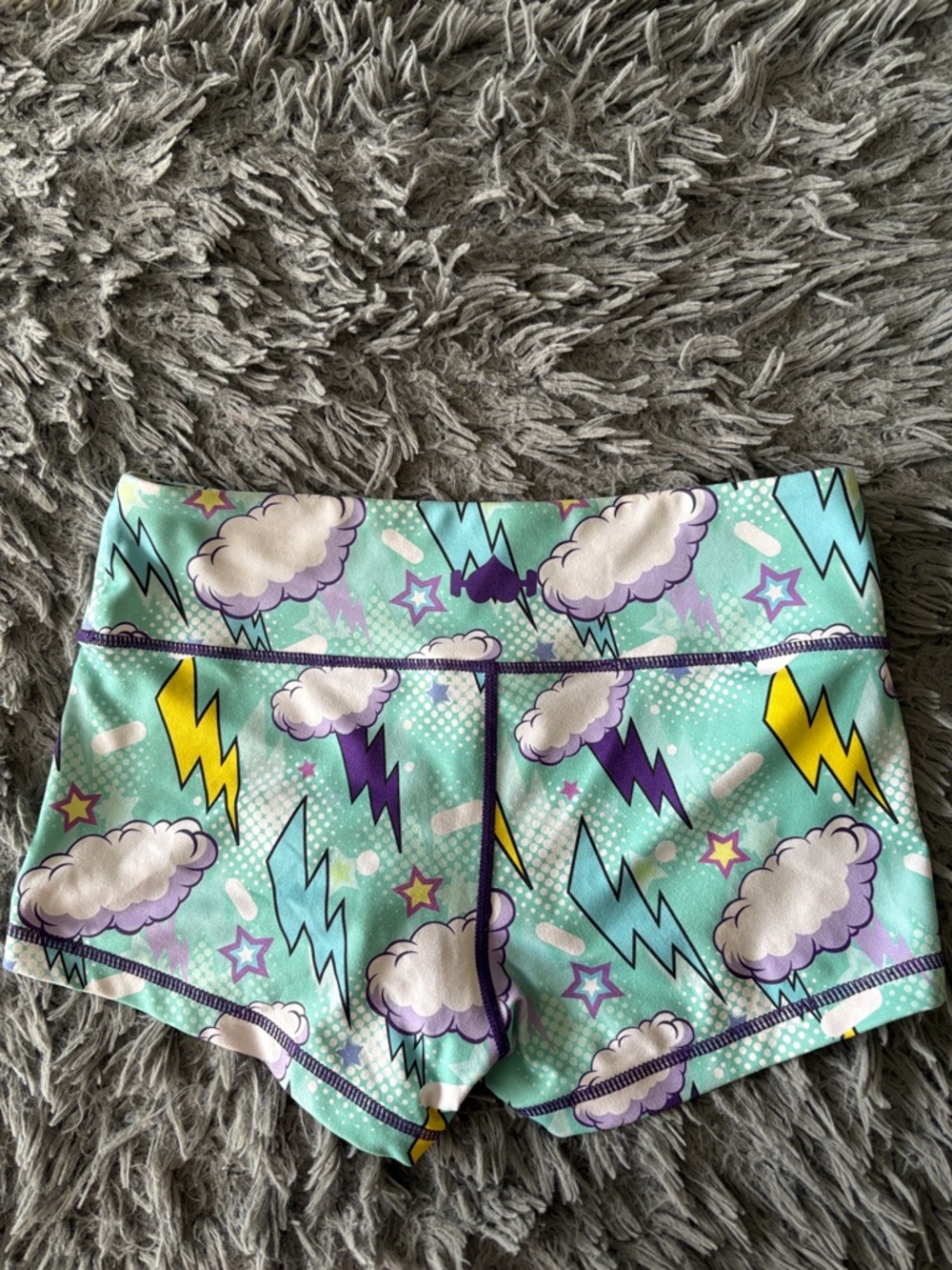 Wodbottom Aqua Cloud & Lightning Athletic Shorts - Picture 4 of 5